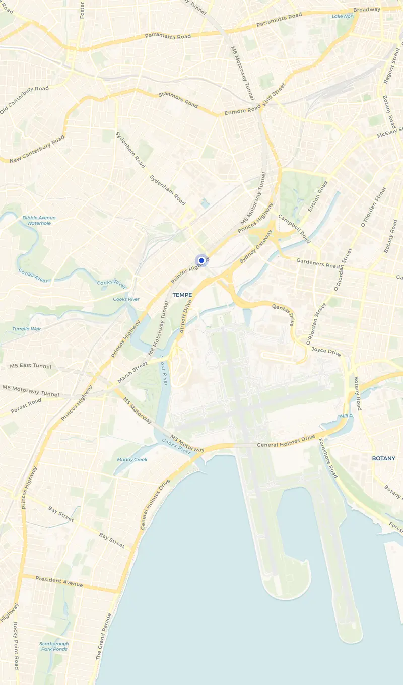 Map of the Sydenham service area and the surrounding suburbs we cover.