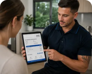 Plumber explaining a service estimate in Sydenham